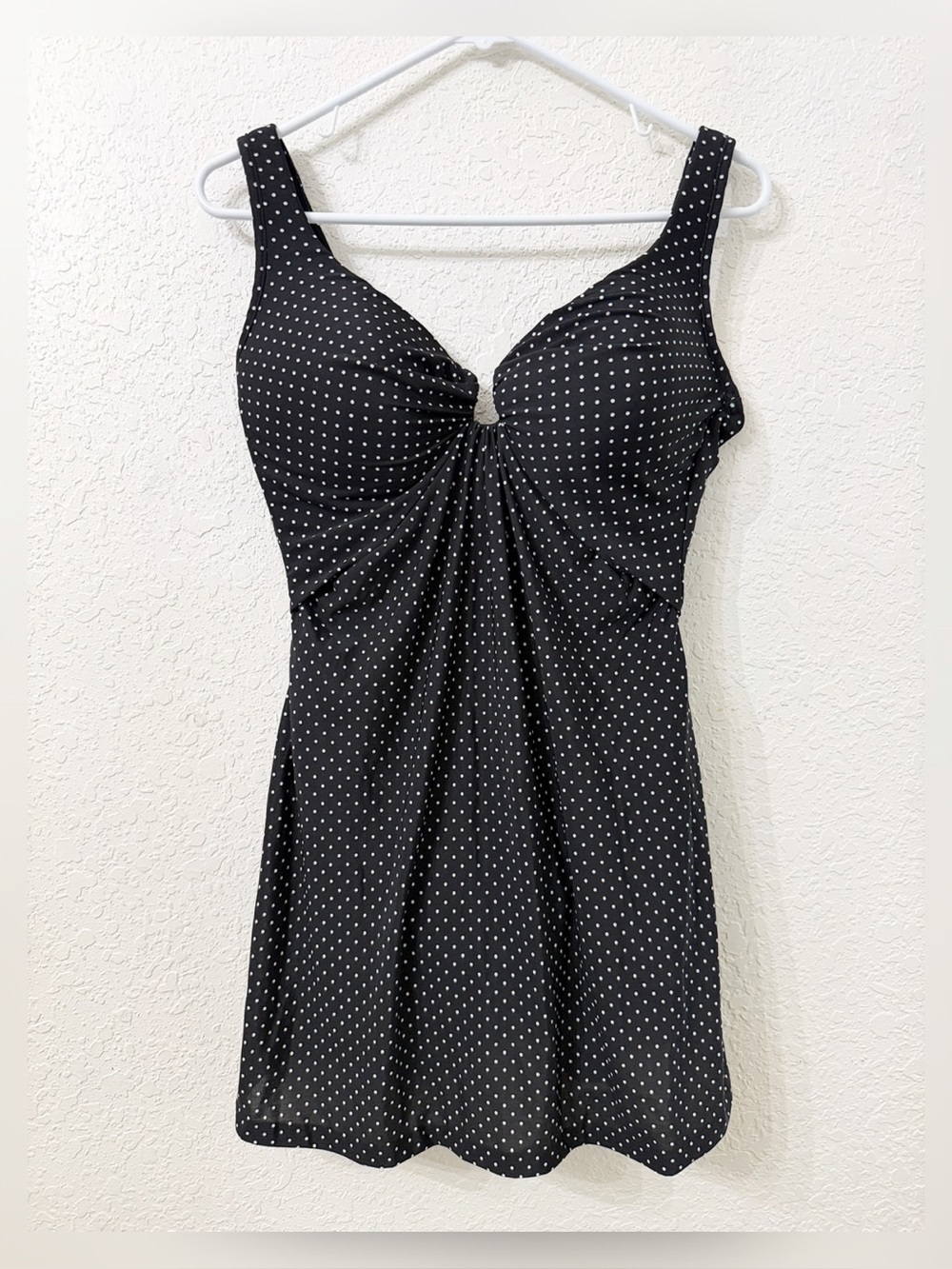 Miraclesuit Black White Polka Dot Print One Piece Swimsuit Dress - 14